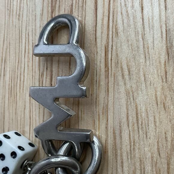 Vintage Marc Jacobs Charm Bracelet Dice & MJ Charms 2000s Silver Tone Size 6.5 - Picture 7 of 12